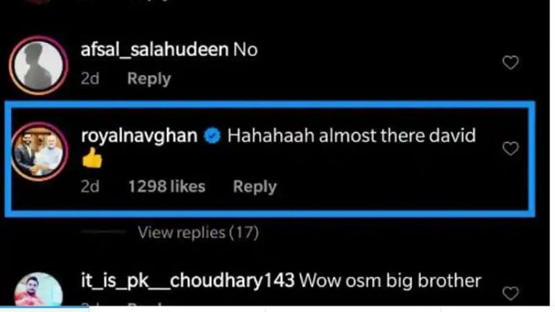 पोस्ट पर जडेजा का कमेंट
